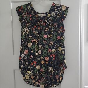 LOFT Black Floral Top